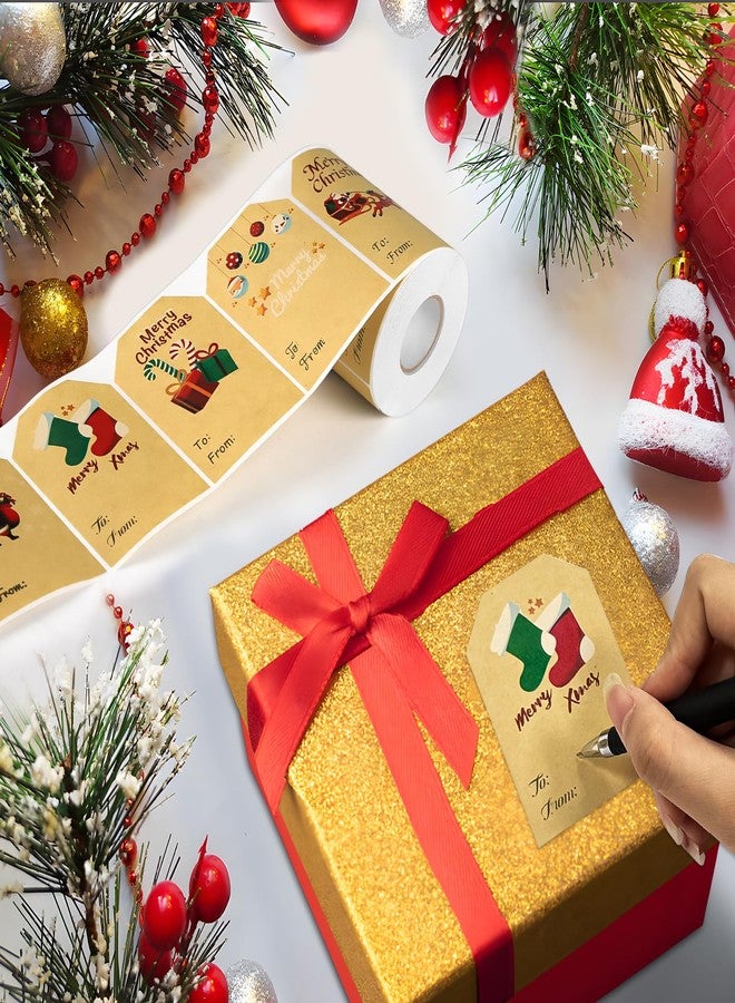 Yoget 250 PCS Chirstmas Gift Tags, Xmas Kraft Gift Tags Stickers Name Labels, Christmas Decorations (50x70mm, 6 Designs) - Image 4